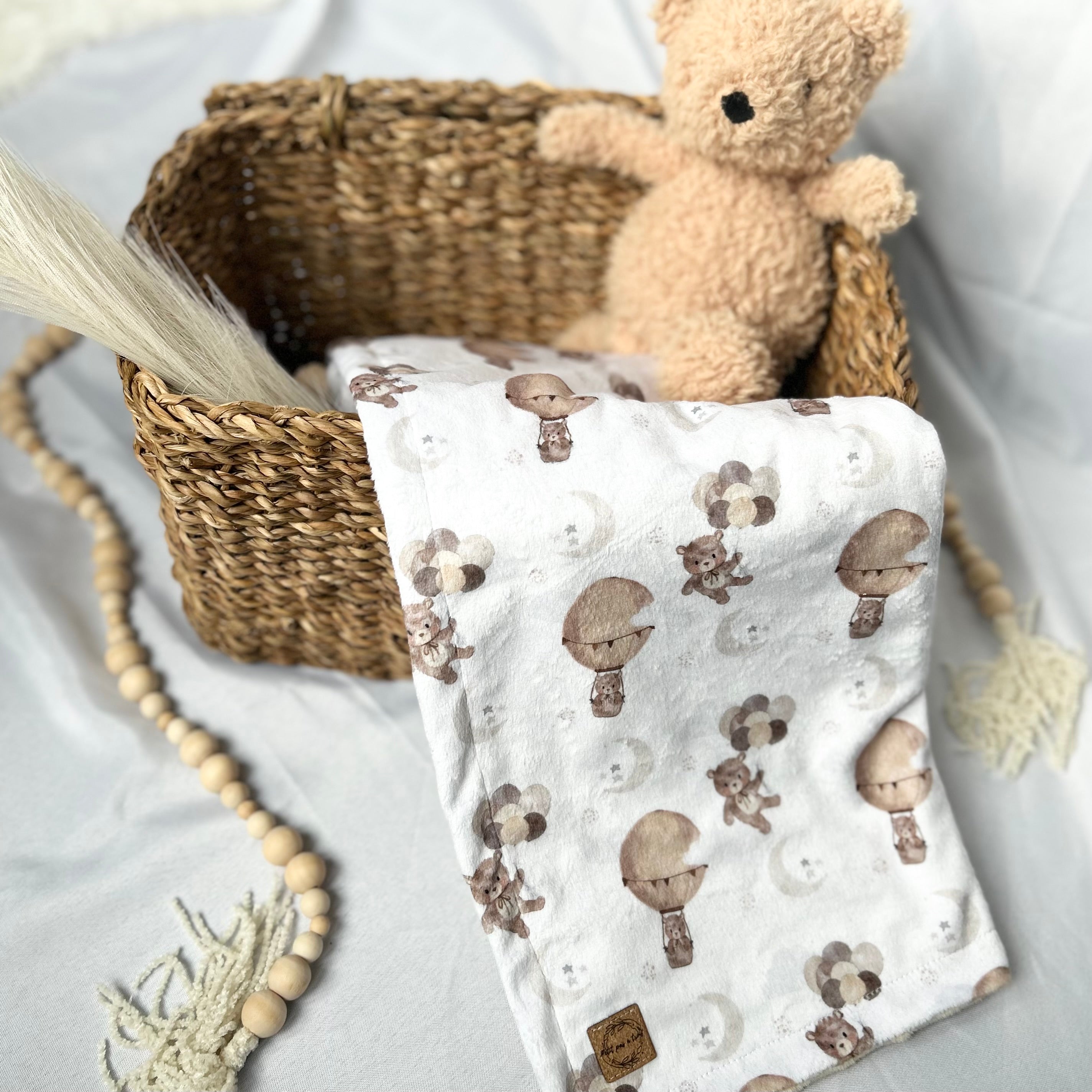 Couverture en minky - Ourson dans le ciel