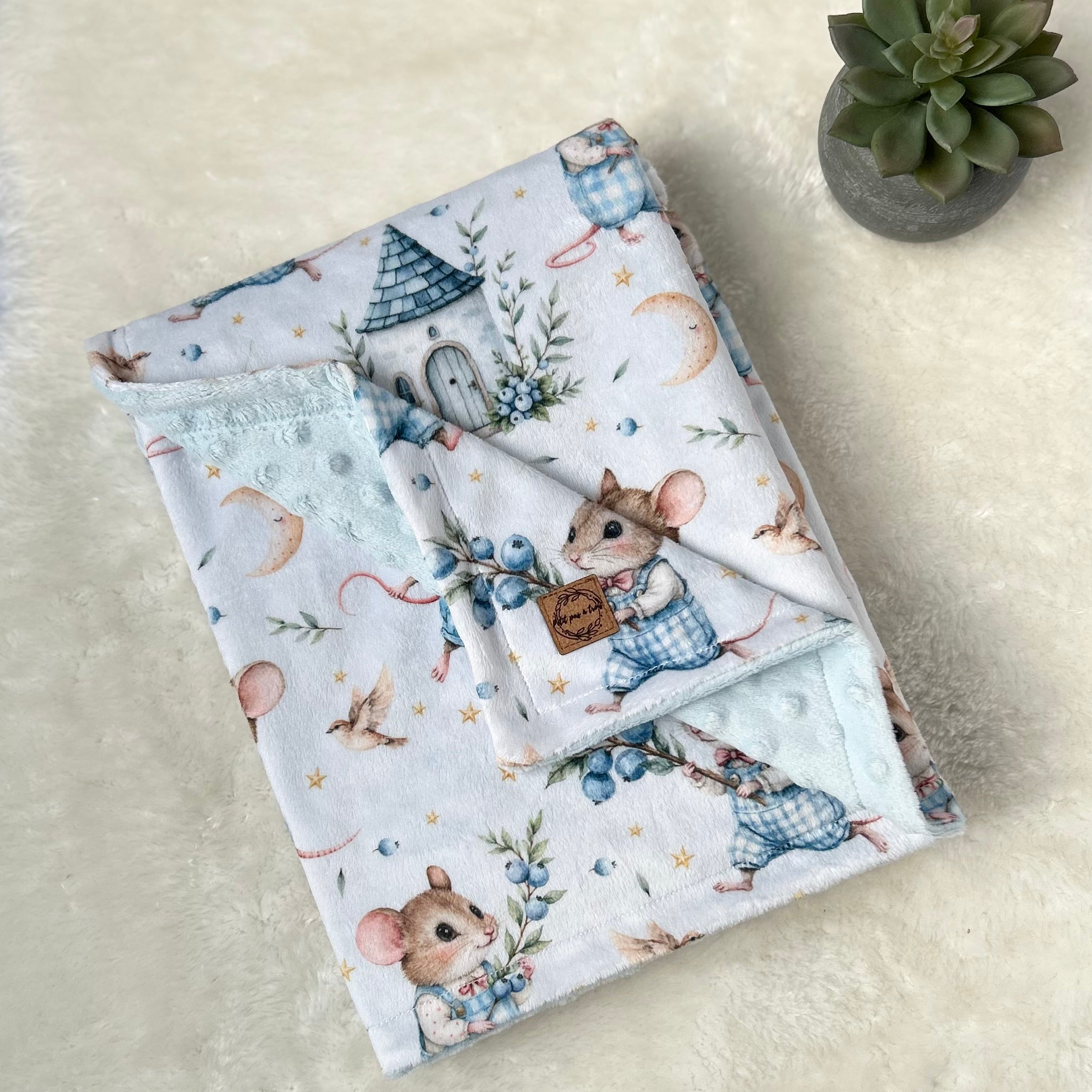 Couverture en minky - Au champs de bleuets