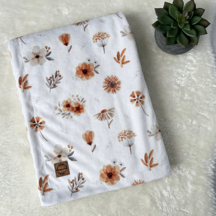 Couverture en minky - Fleurs boho automnales