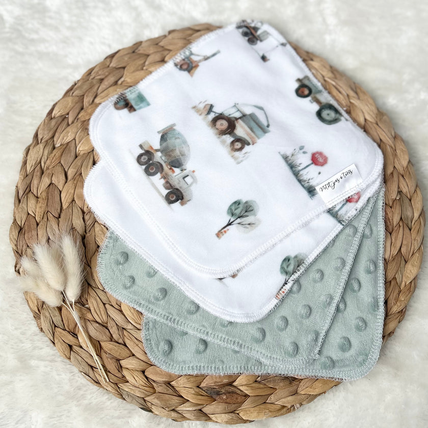 Débarbouillettes réversibles - En chantier / Sauge