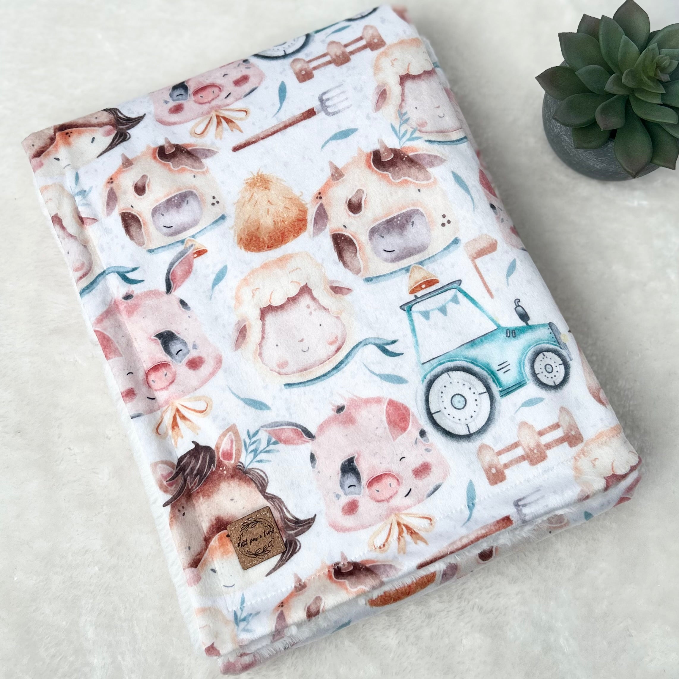 Couverture minky / fourrure - Dans la ferme à Mathurin