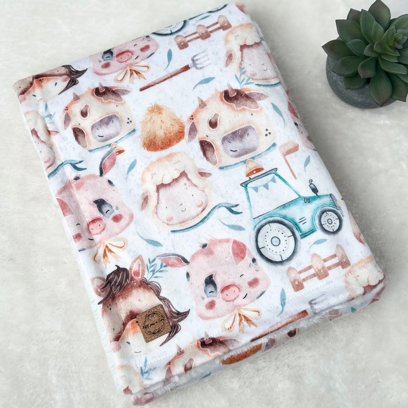 Couverture minky / fourrure - Dans la ferme à Mathurin