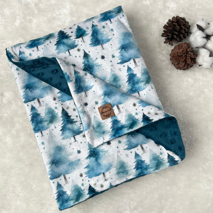Couverture en minky - Forêt enneigée