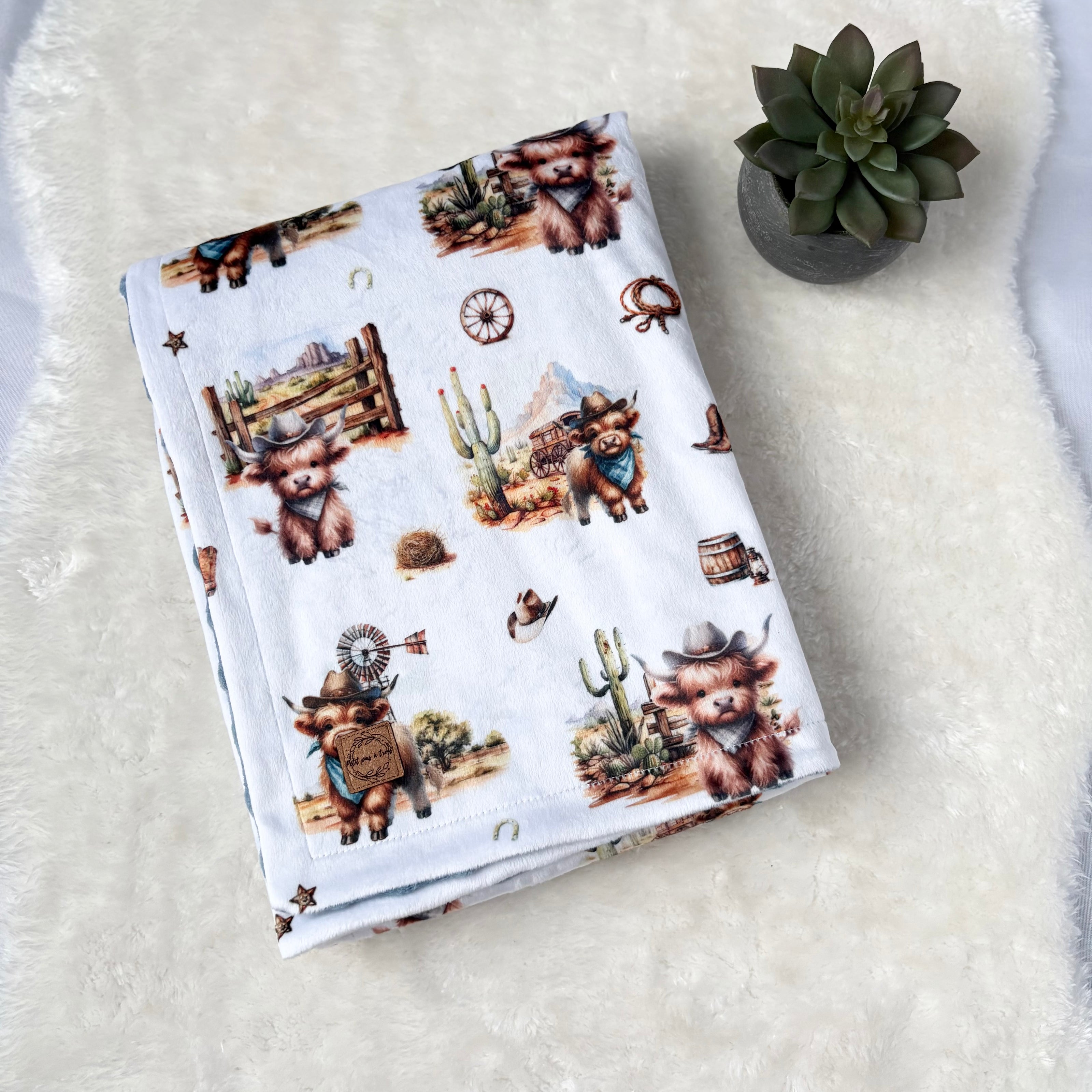 Couverture en minky - Vache highland western