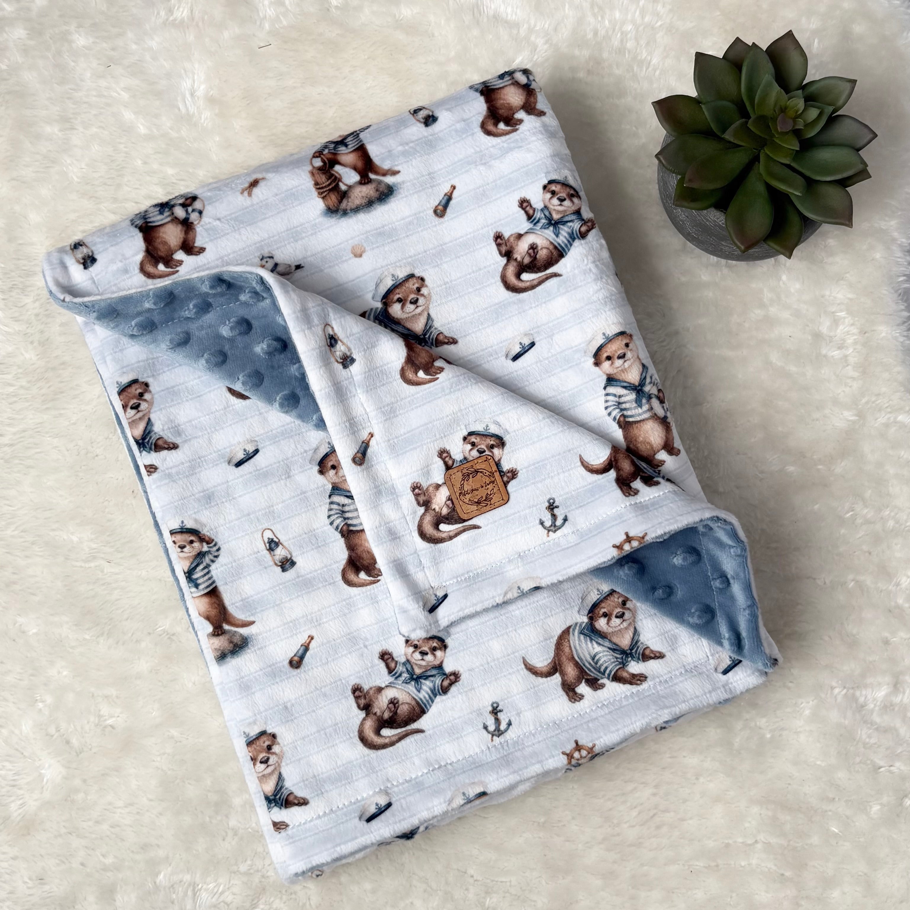 Couverture en minky - Loutres matelots