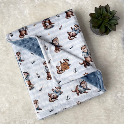 Couverture en minky - Loutres matelots