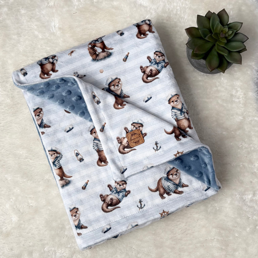 Couverture en minky - Loutres matelots