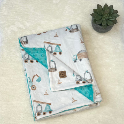 Couverture en minky - Camion turquoise