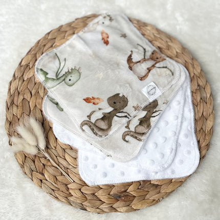 Débarbouillettes réversibles - Dragons / Blanc