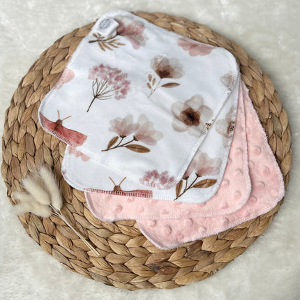 Débarbouillettes réversibles - Floral blush / Quartz