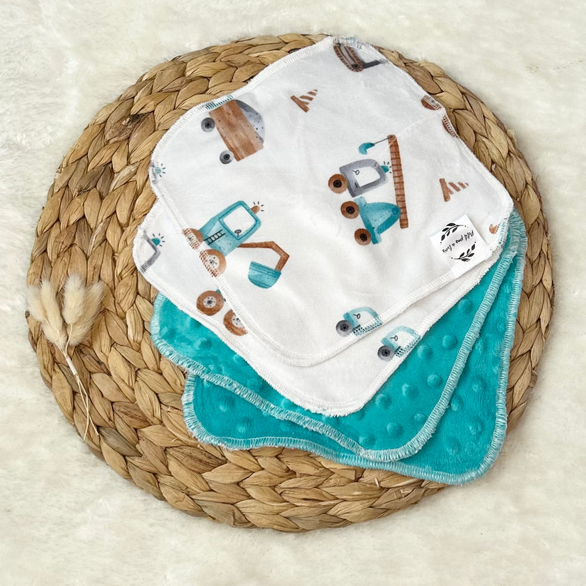 Débarbouillettes réversibles - Camion turquoise / Sarcelle