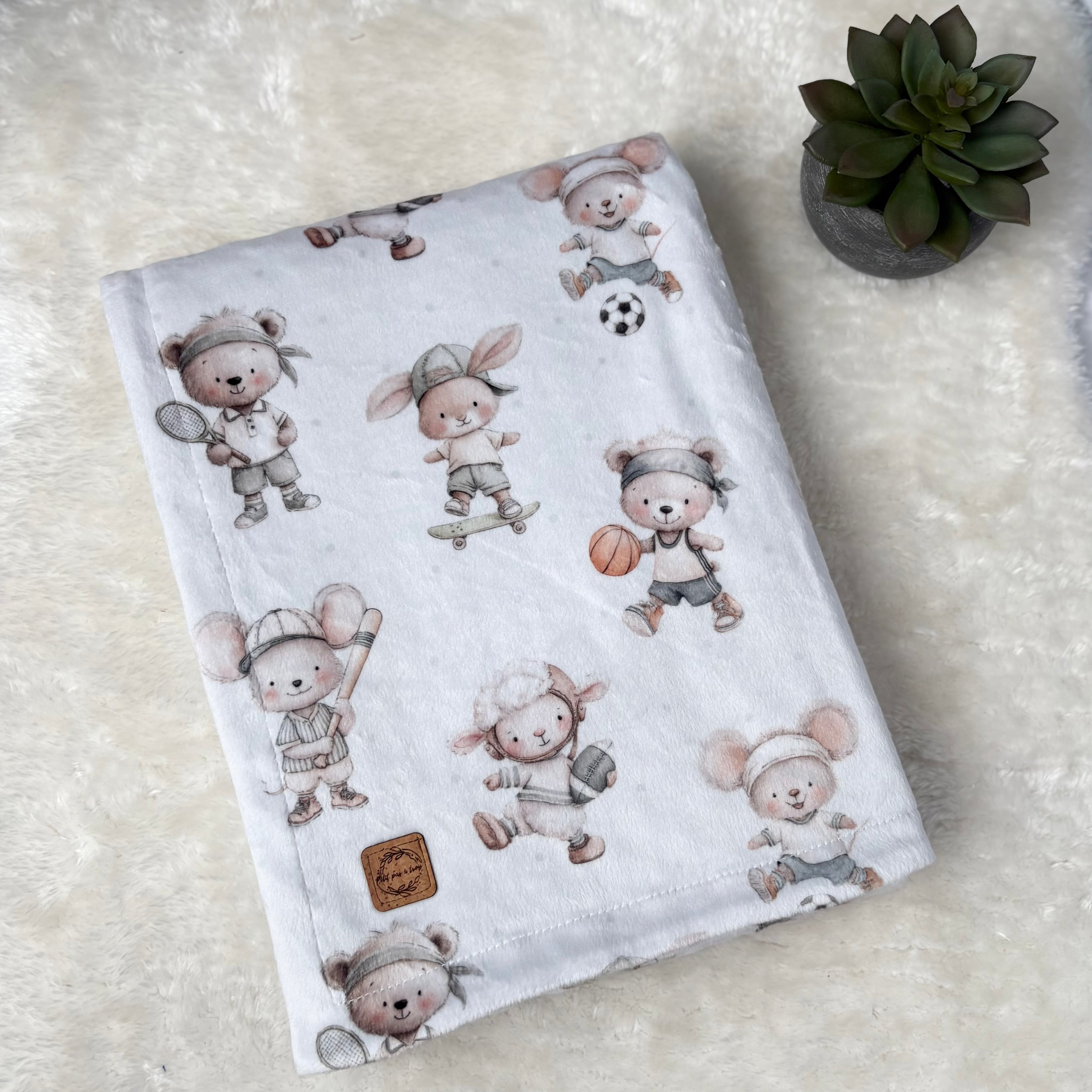 Couverture en minky - Animaux sportifs