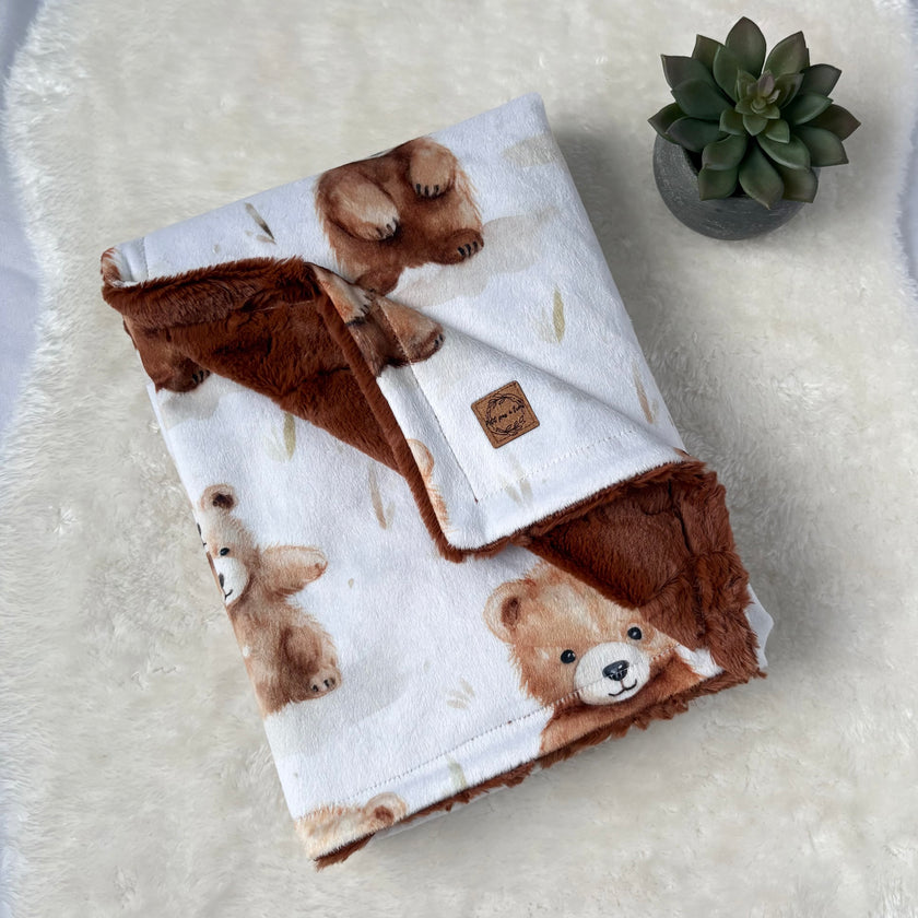 Couverture minky / fourrure - Oursons mignons