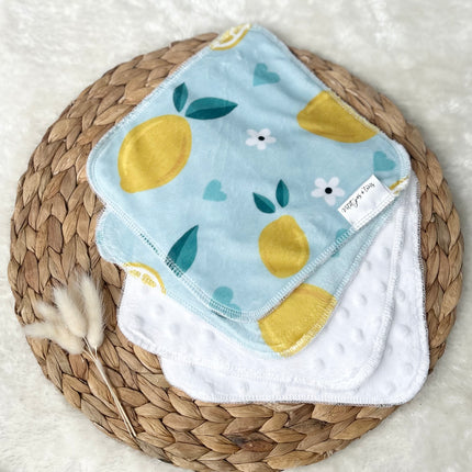 Débarbouillettes réversibles - Petits citrons / Blanc