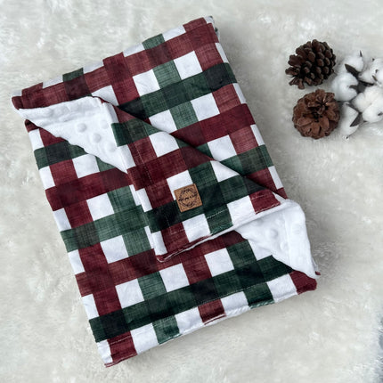 Couverture en minky - Gingham de Noël