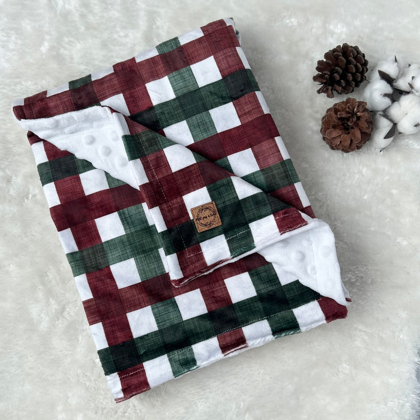 Couverture en minky - Gingham de Noël