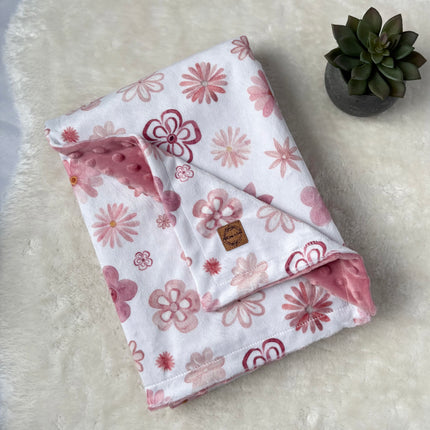 Couverture en minky - Fleurs rétro