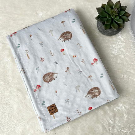 Couverture en minky - Hérisson dans les bois