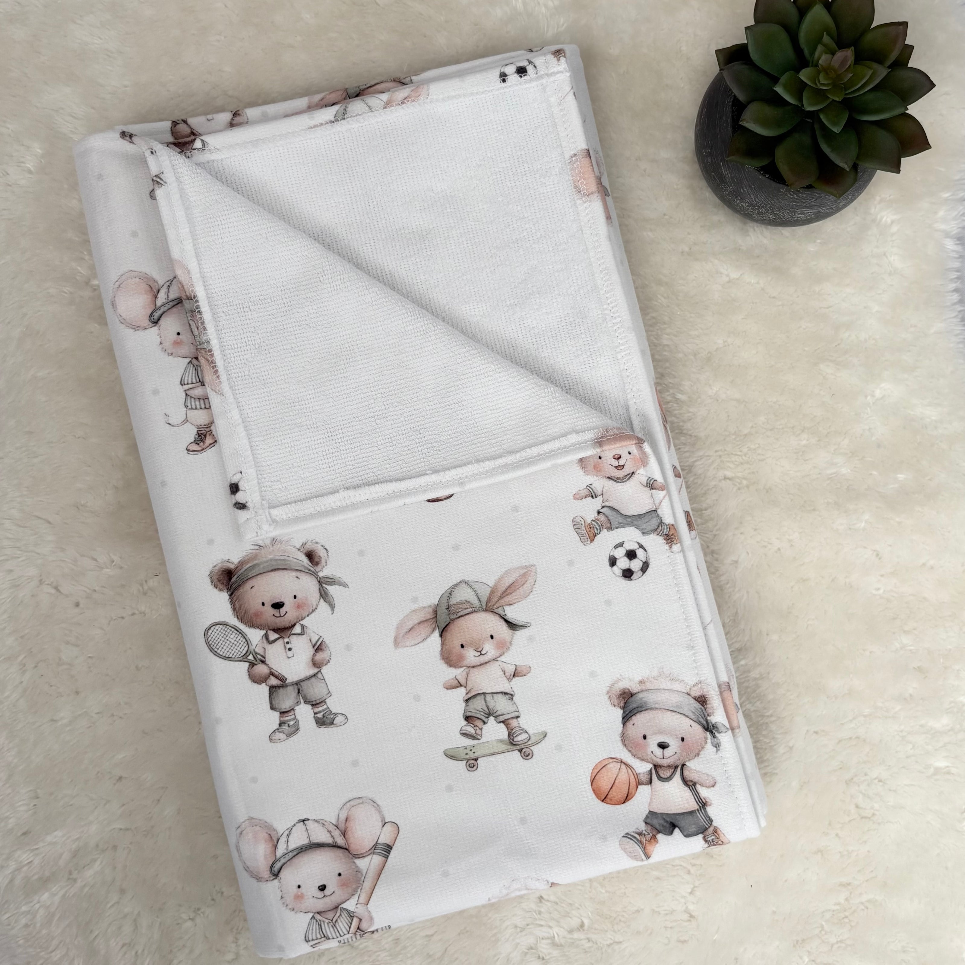 Serviette de plage pour bébé/enfant - Animaux sportifs
