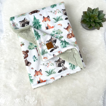 Couverture minky/fourrure - Amis de la forêt