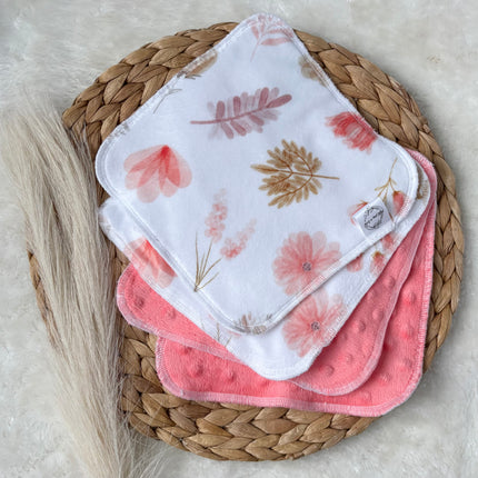 Débarbouilettes réversibles - Passion corail / Corail