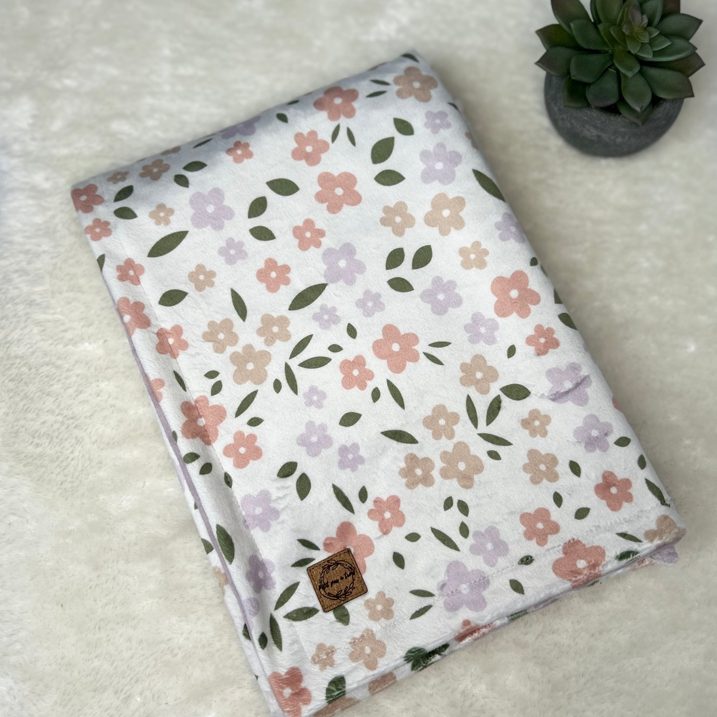 Couverture en minky - Fleurs printanières