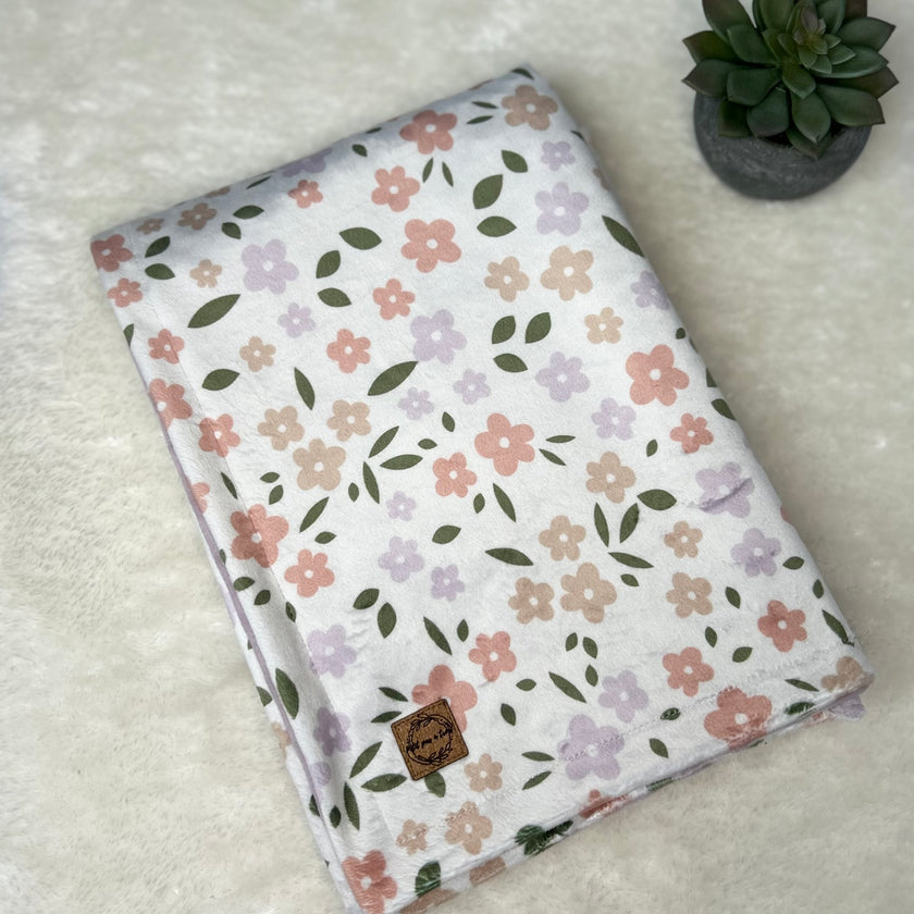 Couverture en minky - Fleurs printanières