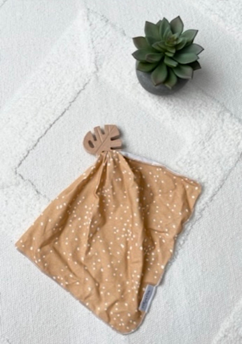 Doudou de dentition en coton organique - Point moutarde