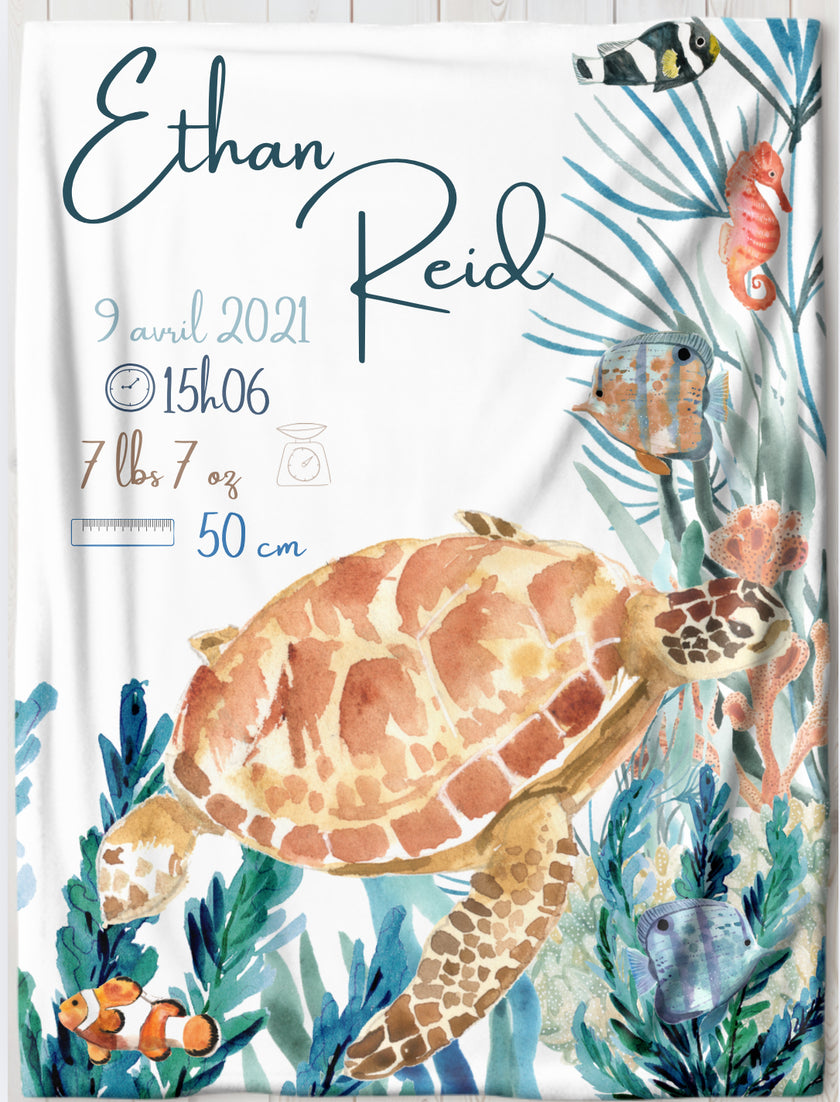 Doudou de naissance personnalisée - Sous l’océan