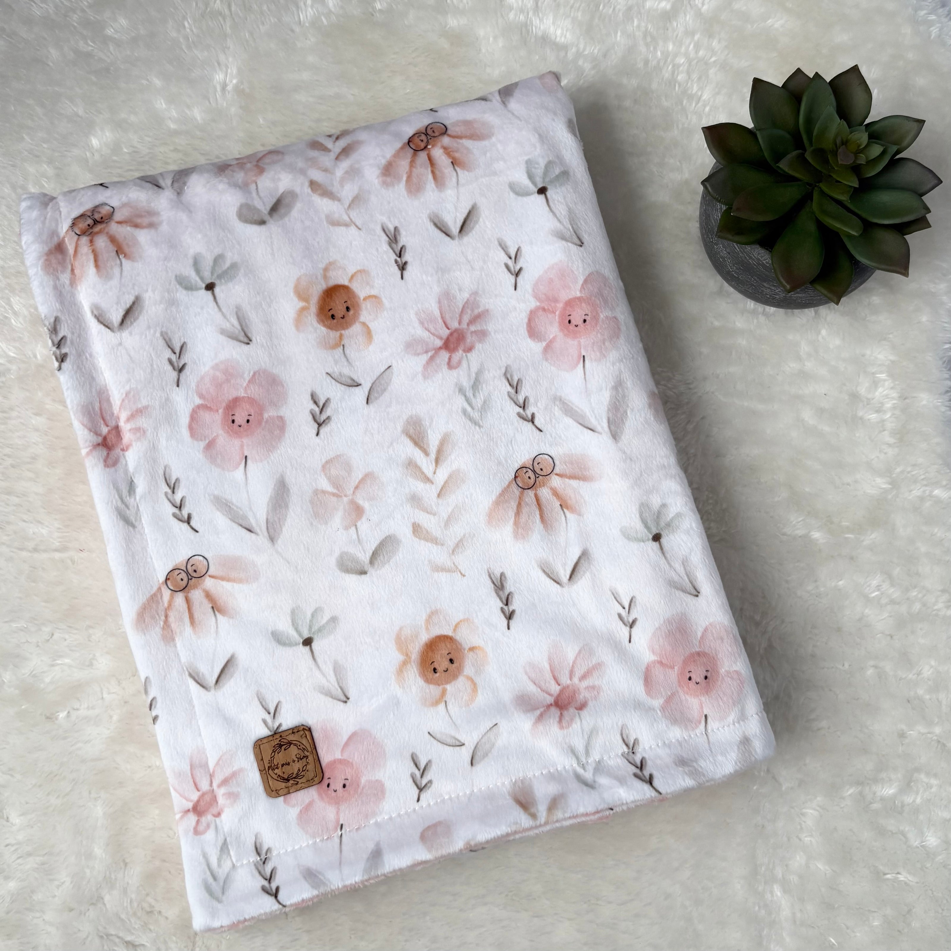 Couverture en minky - Fleurs studieuses