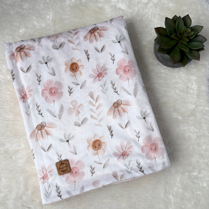 Couverture en minky - Fleurs studieuses