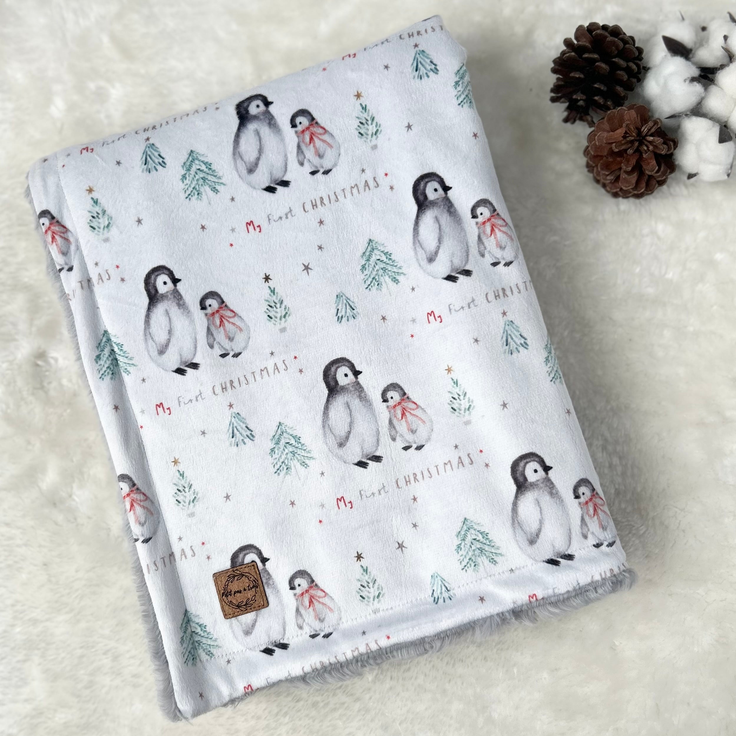 Couverture minky / fourrure - Mon premier Noël