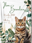 Doudou de naissance personnalisée - Chat feuillages