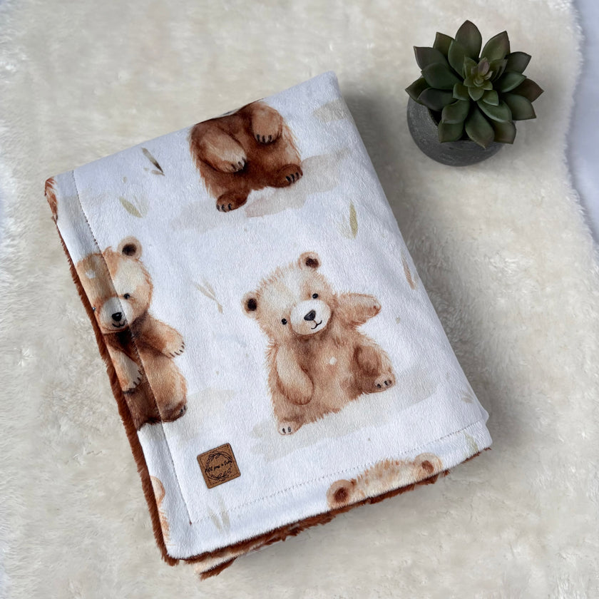 Couverture minky / fourrure - Oursons mignons