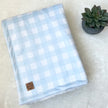 Couverture minky/fourrure - Gingham bleu poudre
