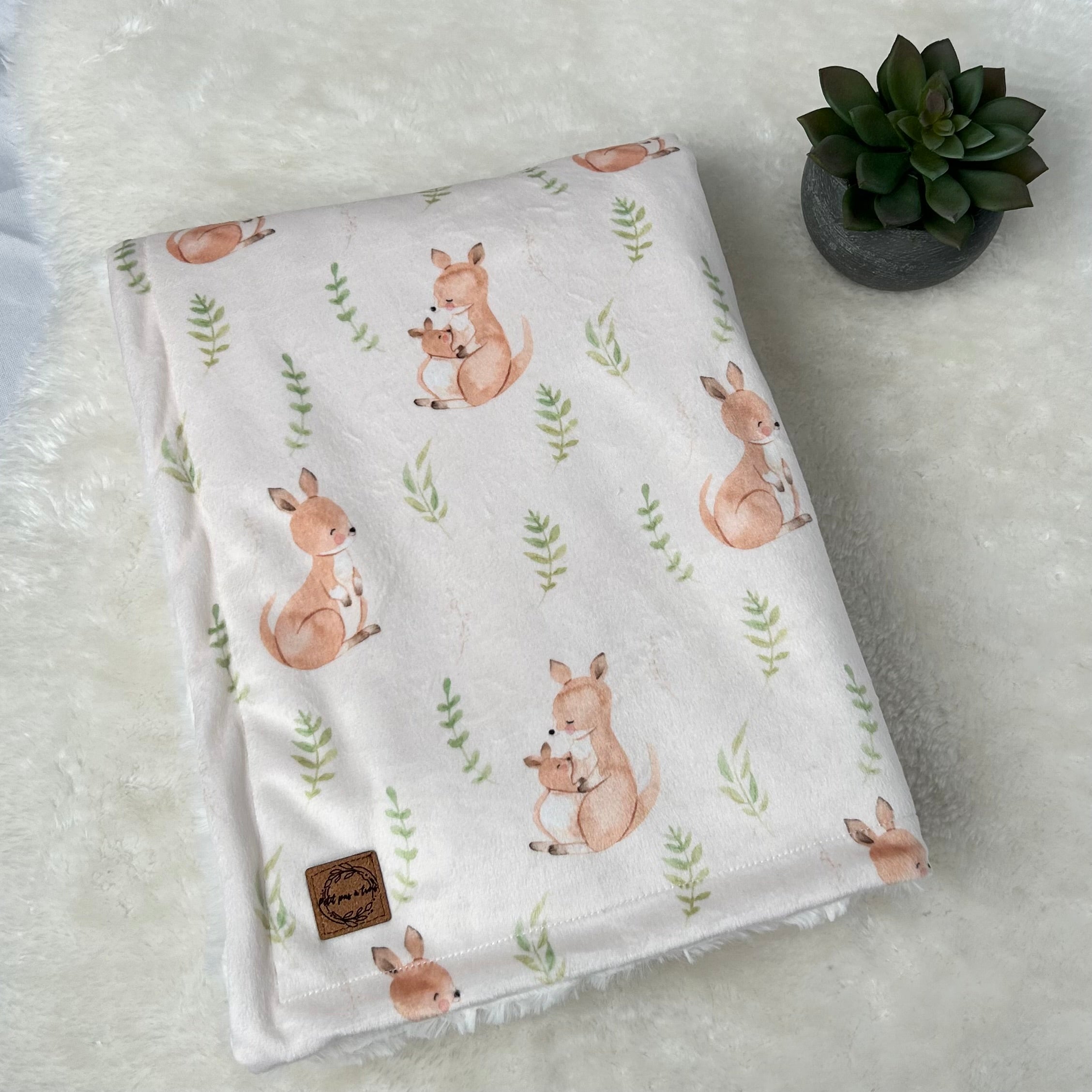 Couverture minky/fourrure - Petits kangourous
