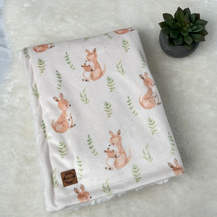Couverture minky/fourrure - Petits kangourous
