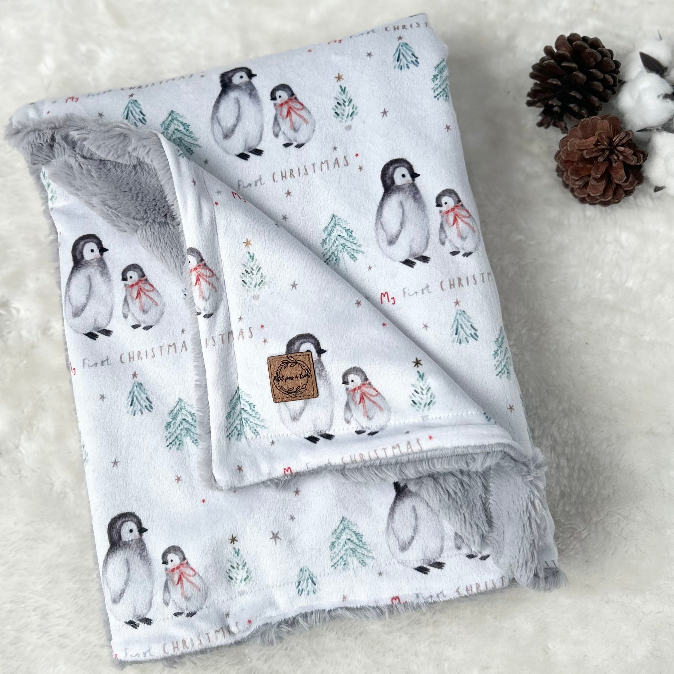 Couverture minky / fourrure - Mon premier Noël