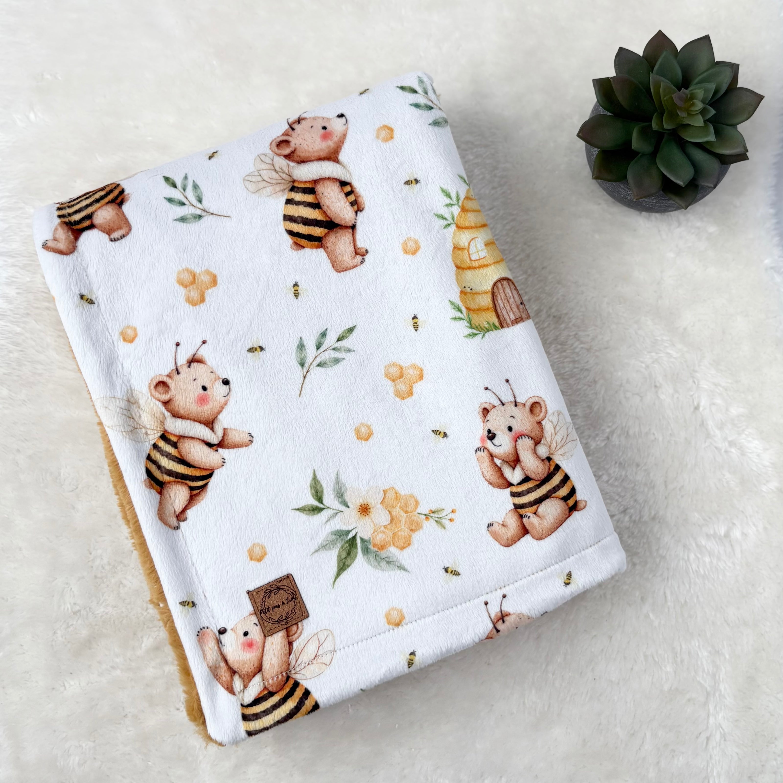 Couverture en minky/fourrure - Rêve de miel