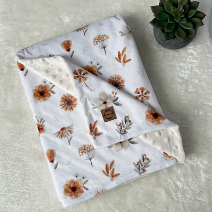 Couverture en minky - Fleurs boho automnales