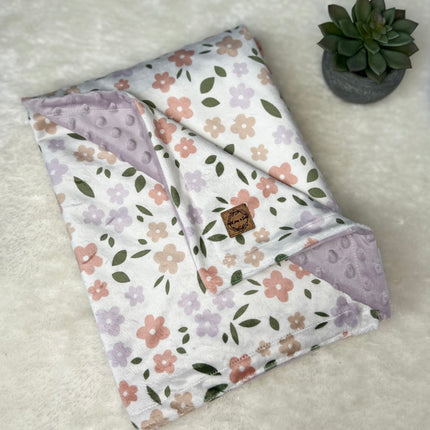 Couverture en minky - Fleurs printanières