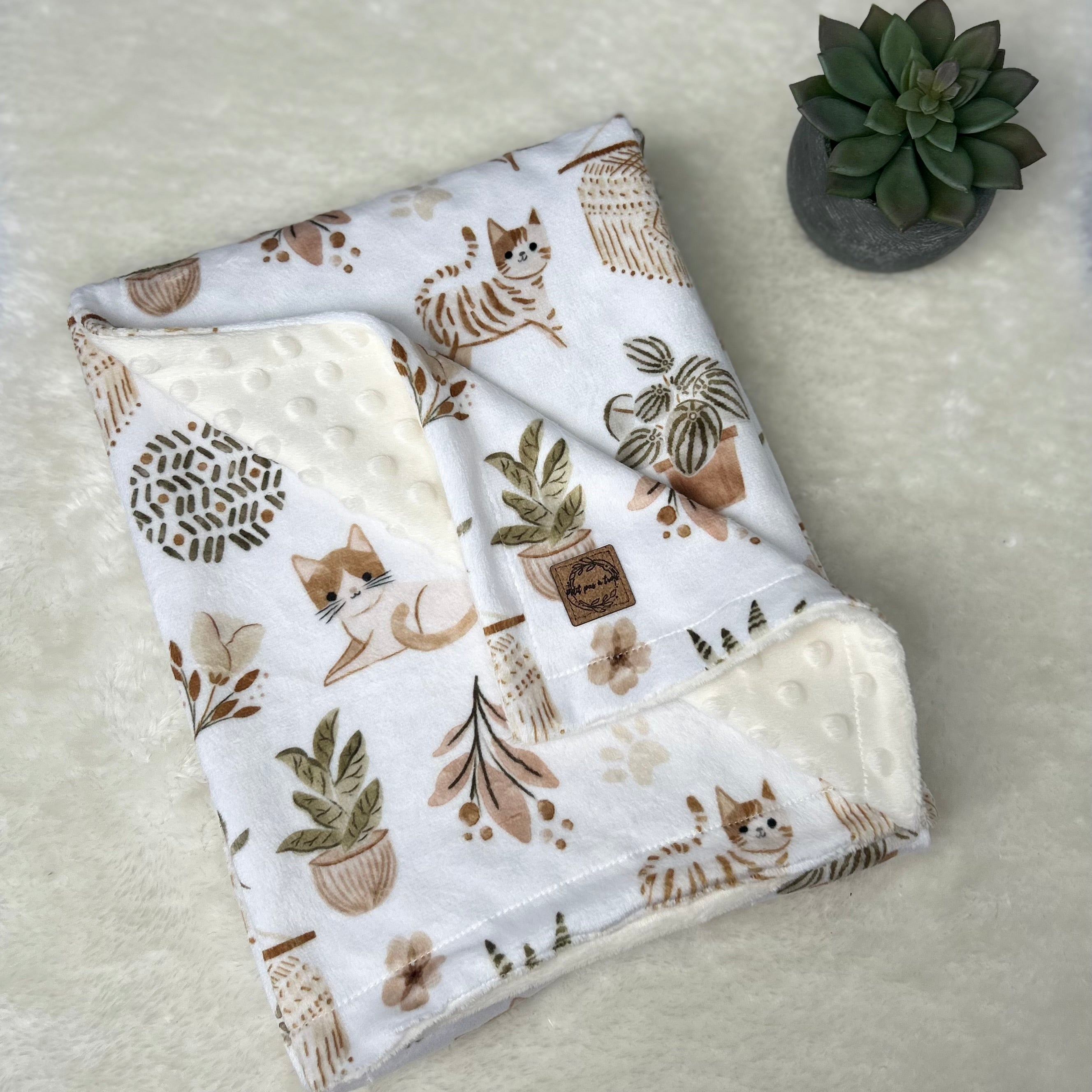 Couverture en minky - Chat boho