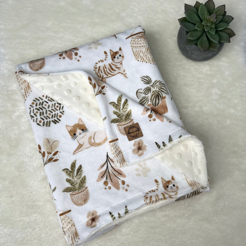 Couverture en minky - Chat boho