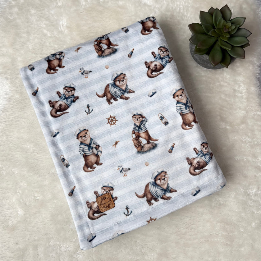 Couverture en minky - Loutres matelots