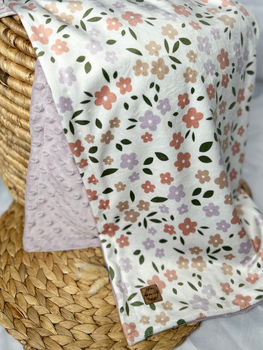 Couverture en minky - Fleurs printanières