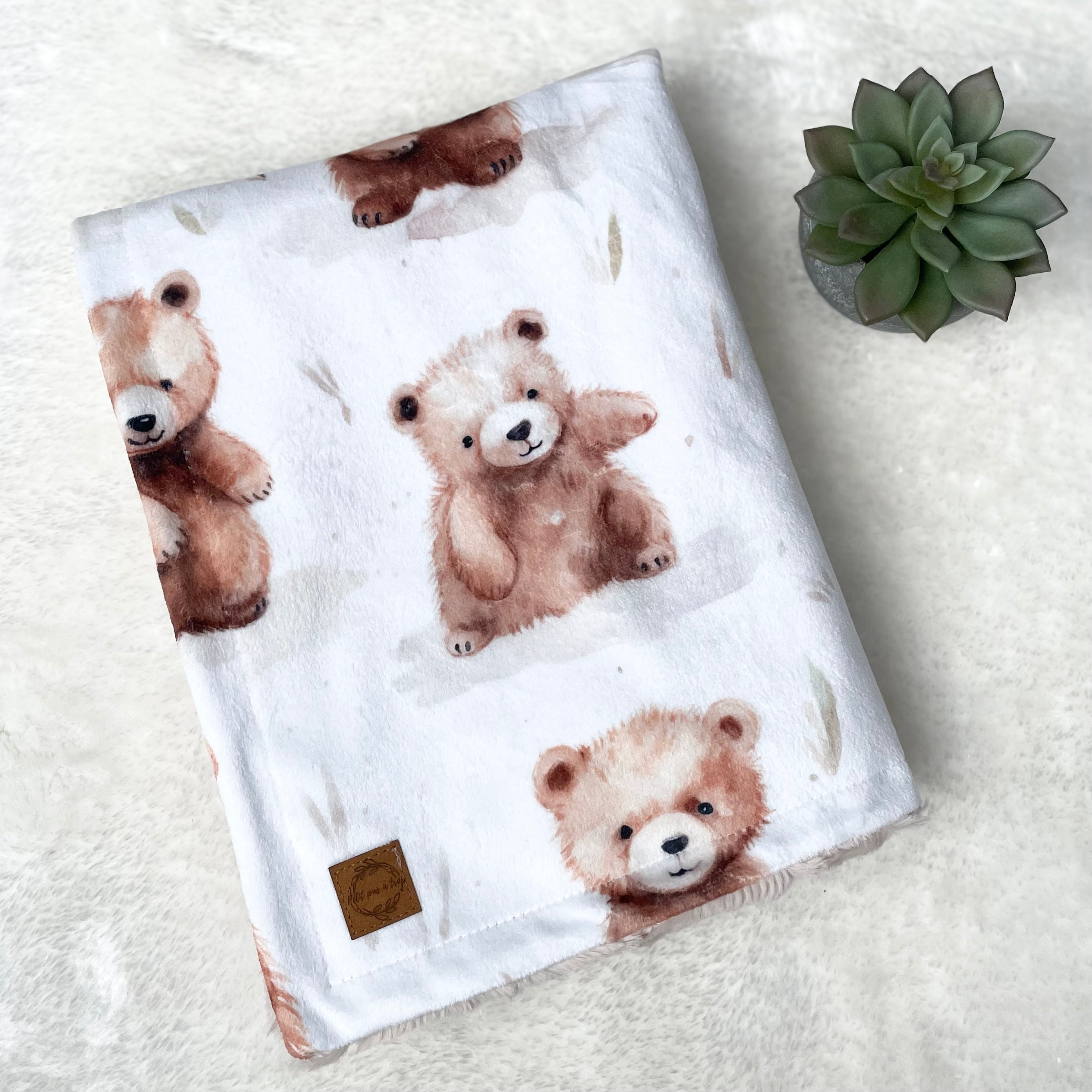 Couverture minky / fourrure - Oursons mignons
