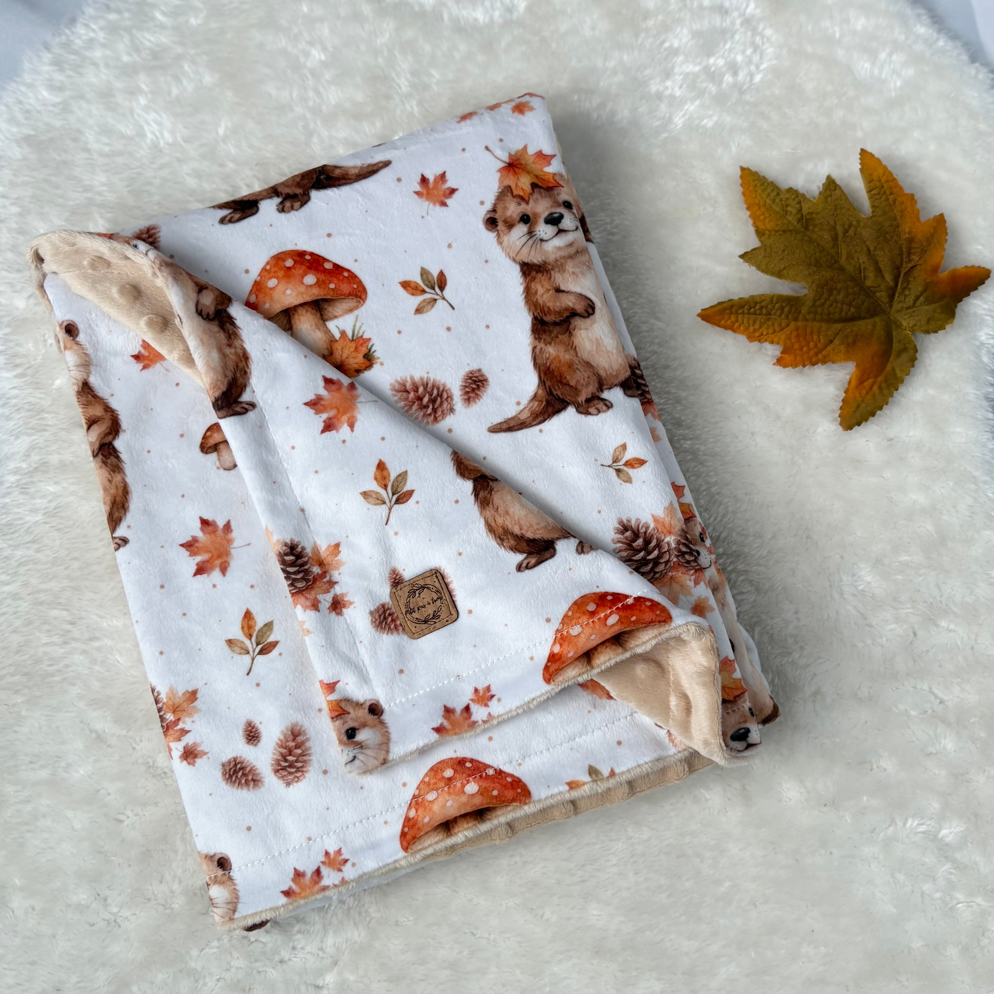 Couverture en minky - Loutres d’automne
