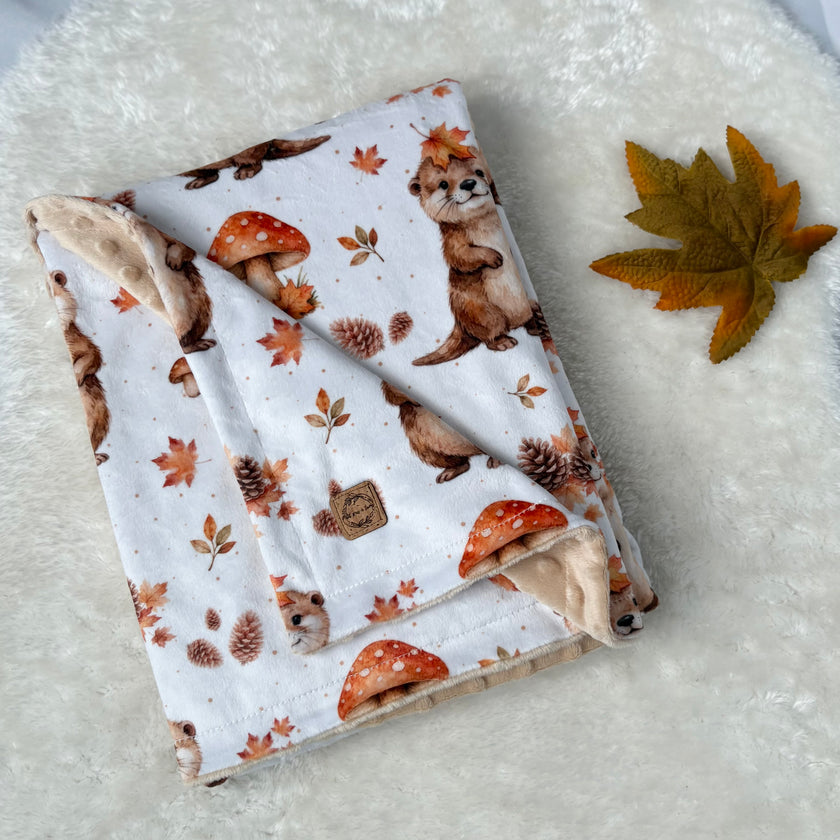 Couverture en minky - Loutres d’automne
