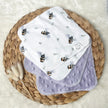 Débarbouillettes réversibles - Petites abeilles / Lilas