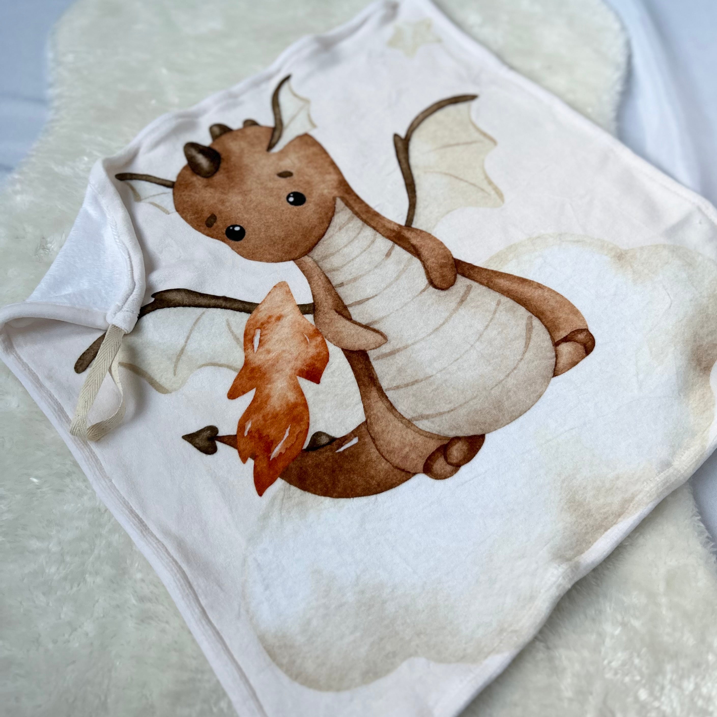 Doudou douceur attache-suce - Petit dragon